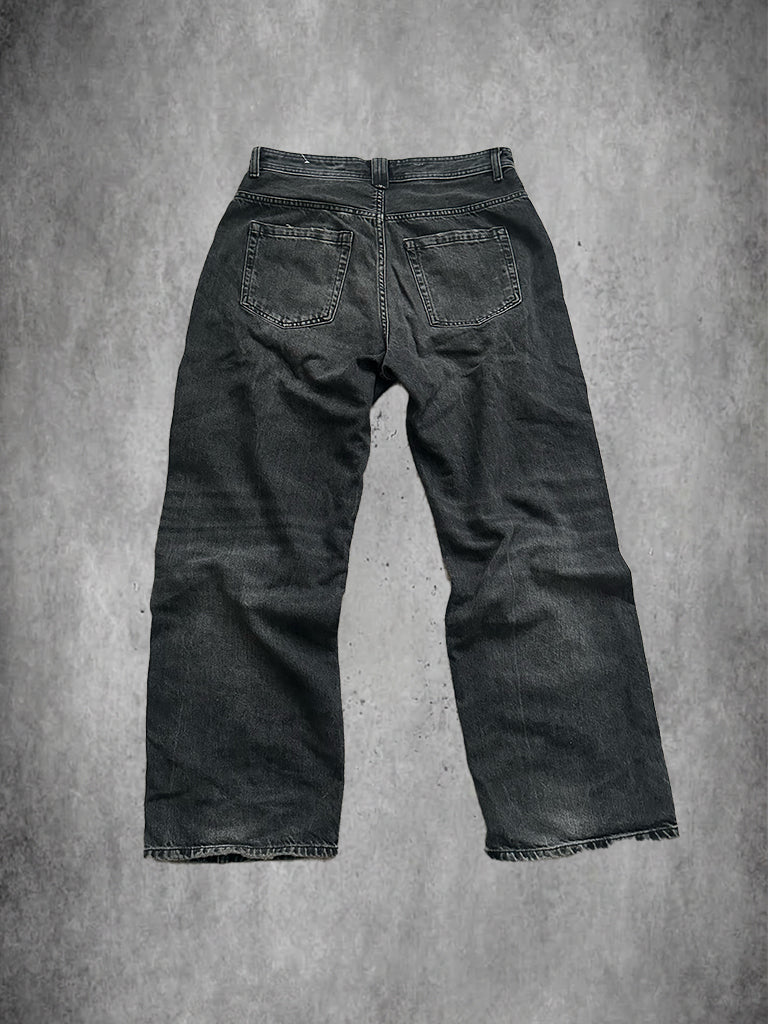 Washed Baggy Fit Dark Grey Jeans