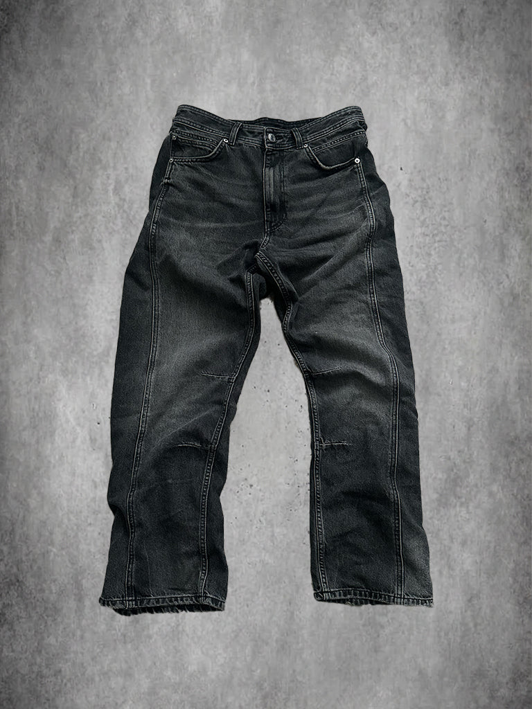 Washed Baggy Fit Dark Grey Jeans