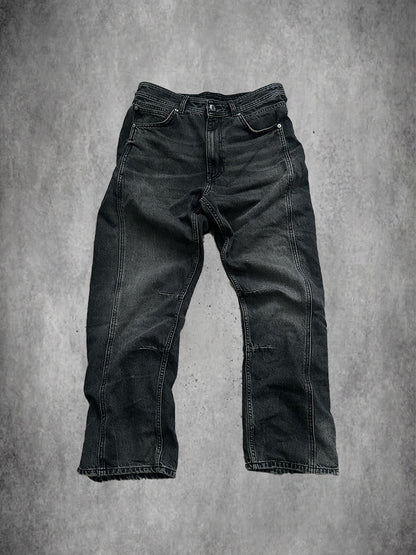 Washed Baggy Fit Dark Grey Jeans